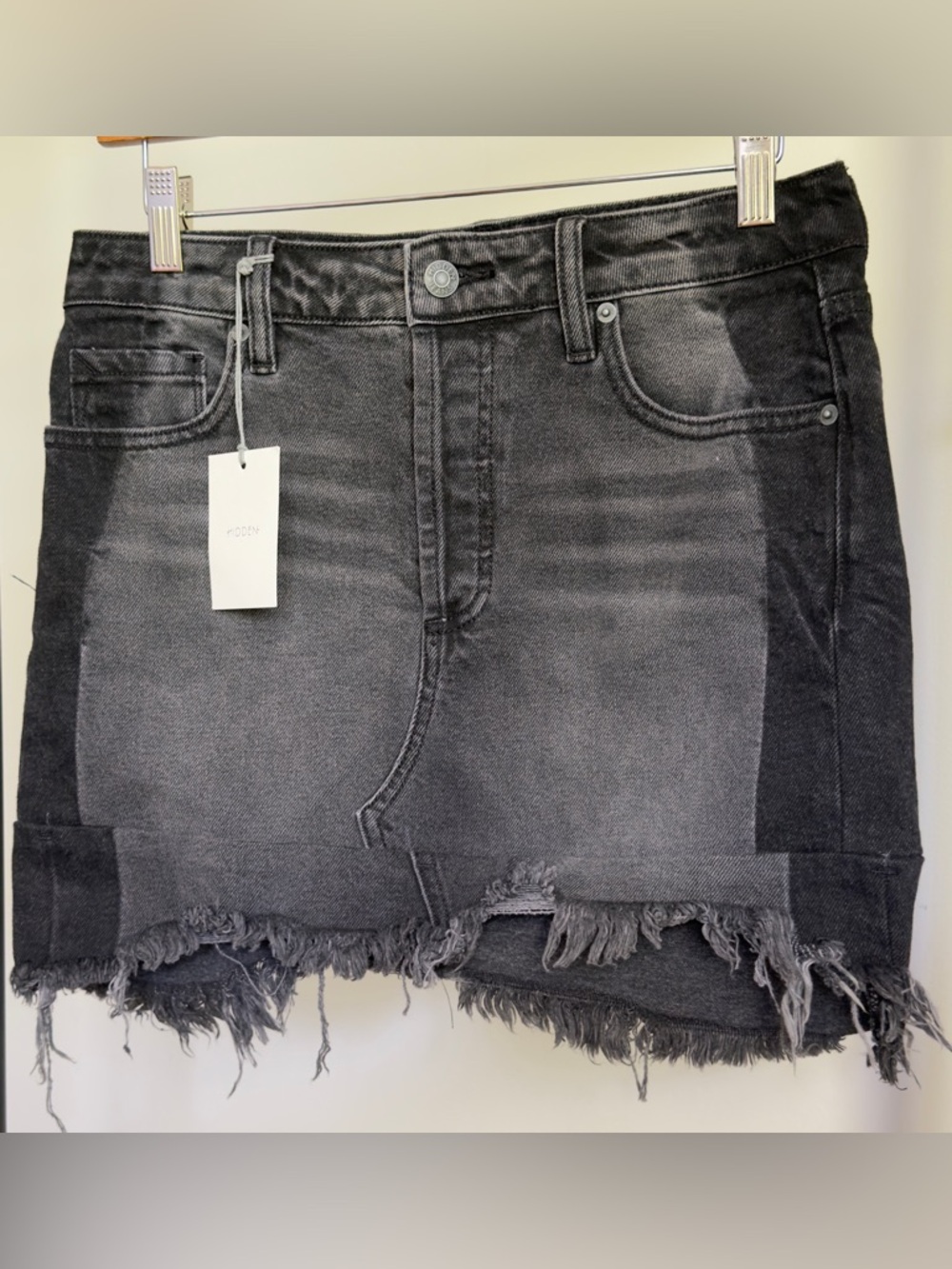 Hidden Jeans NWT Gray Patchwork Denim Skirt Frayed Hem Mini Y2K Street Size S